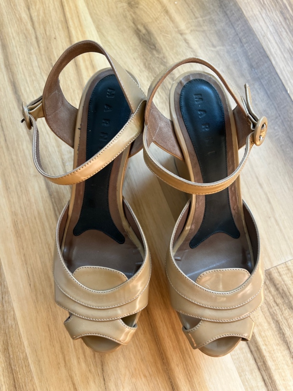 MARNI Nude Platform Wedge Peep-Toe Sandals EU 39 (fits US 8) EUC - Picture 6 of 14